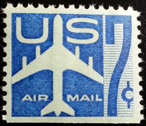 1958 7c Jet Silhouette, Blue, Booklet Single Scott C51a Mint F/VF NH