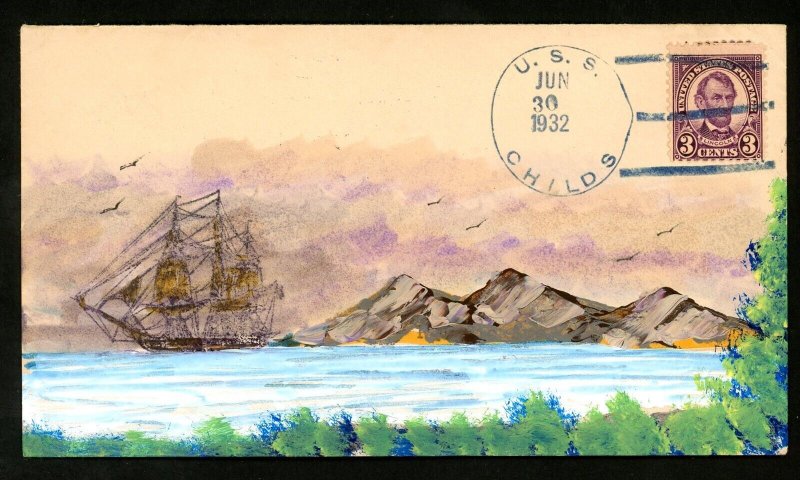 Hand Painted Navy Cover - U.S.S. Childs