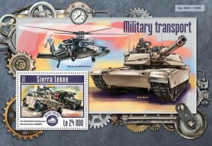 Sierra Leone Military Transport Stamps 2015 MNH HMMWV Helicopters Tanks 1v S/S