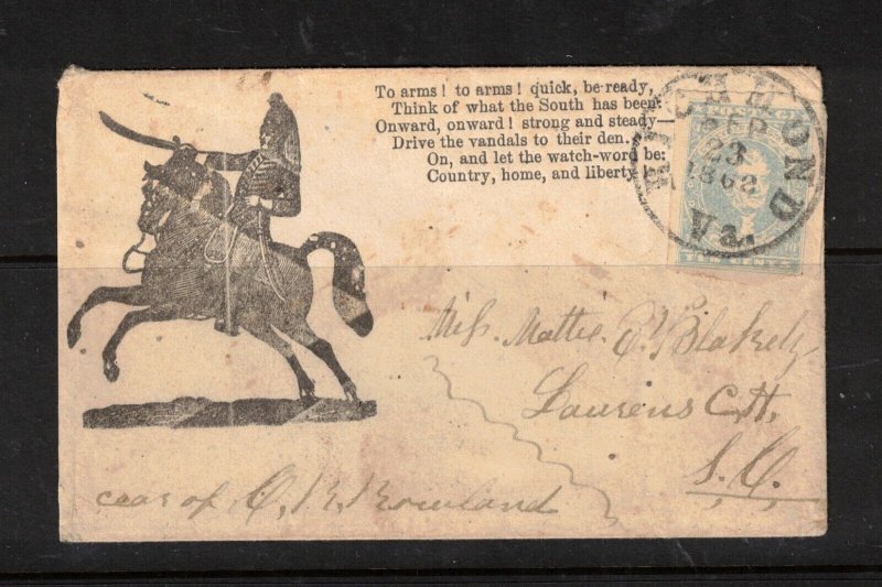 Confederate States Of America #2e Very Fine Used On Dragon Patriotic Cover 