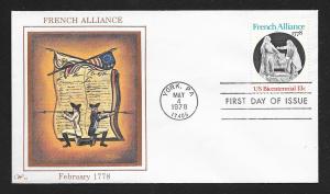 UNITED STATES FDC 13¢ French Alliance 1978 Western Silk