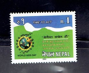 NEPAL SCOTT#521 1993 1r WORLD AIDS DAY - MNH