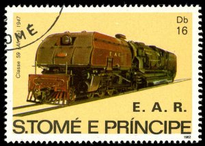 ST. THOMAS & PRINCE Sc 687b USED - 1982 16d -Locomotives, Class 59, Africa, 1947