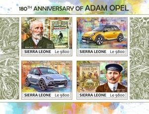 Sierra Leone - 2017 Adam Opel - 4 Stamp Sheet - SRL17709a