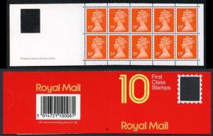 DB17(7) 1988 1.90 Type 2 10x19p Orange-red Code M ACP/PVAD Plain Window Booklet