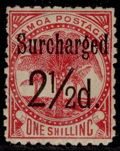 SAMOA QV SG86, 2½d on 1s dull rose-camine/toned, M MINT. Cat £15.