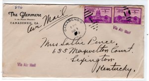 US Hotel, Canadensis, PA,  The Glenmere, airmail, 1940   ...  7550011