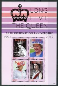 Nevis Royalty Stamps 2013 MNH Queen Elizabeth II Coronation 60th Anniv 4v M/S 