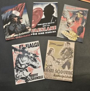 GERMAN ESTONIA ELITE LEGION PROPAGANDA MILITARY Postcard lot x 5 WW2 WWII
