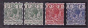 British Honduras-Sc#85,85a-7- id13-unused og KGV set-#87 is hinged, rest NH-1913