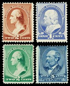 Scott 210,212,213,216 1883-1887 1c, 2c, & 5c Issues All Unused NG or RG Cat $142