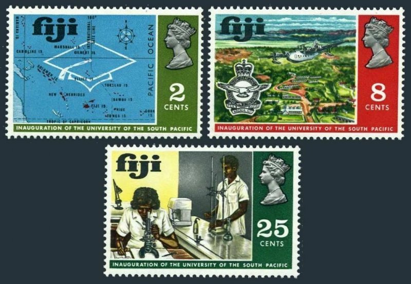 Fiji 283-285,MNH.Michel 255-257. University of the South Pacific,Suva,1969.Map.