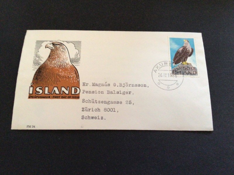 Iceland 1966 Eagle stamp first day of issue postal cover Ref 60281 