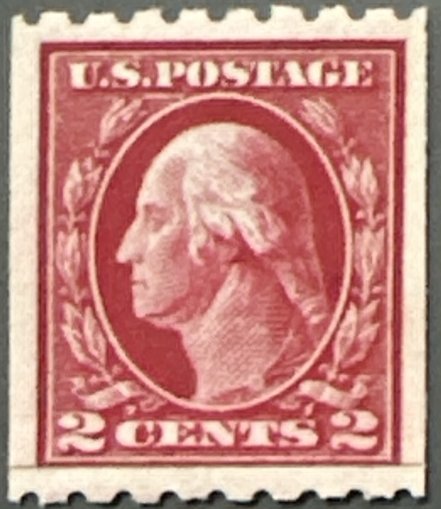 Scott #411 1912 2¢ George Washington SL watermark flat plate perf. 8. MNH OG