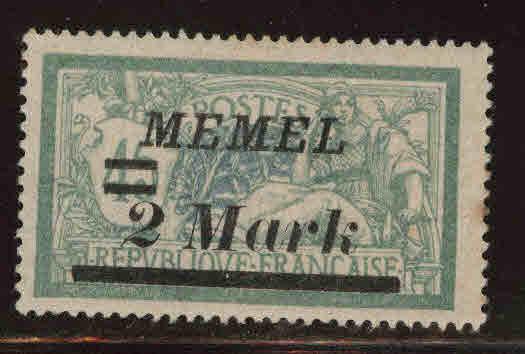 Memel Scott 72 MH* 1922 Surcharged French  stamp perf tips toned