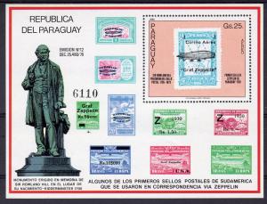 Paraguay 1980 Sc#1951 ZEPPELIN STAMPS/ROWLAND HILL S/S (1) MNH