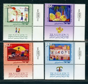 HK ISRAEL 2006 SCOTT# 1633 TO 1636 CHILDREN'S ART MNH WITH TAB AS SHOWN