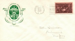 SC#948 FDC 1947 - 100th Anniv of Doctors Cachet - Addressed - Single - F452