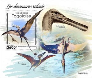 TOGO - 2023 - Flying Dinosaurs - Perf Souv Sheet - Mint Never Hinged