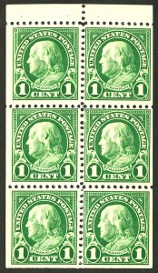 U.S. #552A MINT BOOKLET PANE BLOCK OF 6 CREASES