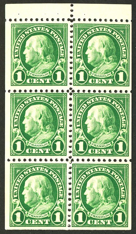 U.S. #552A MINT BOOKLET PANE BLOCK OF 6 CREASES