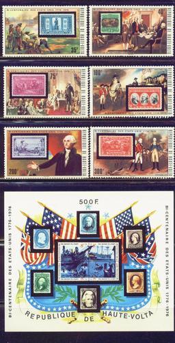 Burkina Faso 352-58 MNH 1975 American Bicentennial CV $14.85