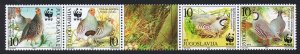 Yugoslavia Birds WWF Partridges Strip of 4v+label 2000 MNH SC#2479 a-d