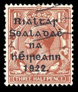 Ireland #41var (Macdonnel and White T44a) Cat£225, 1922 1 1/2p red brown, P...