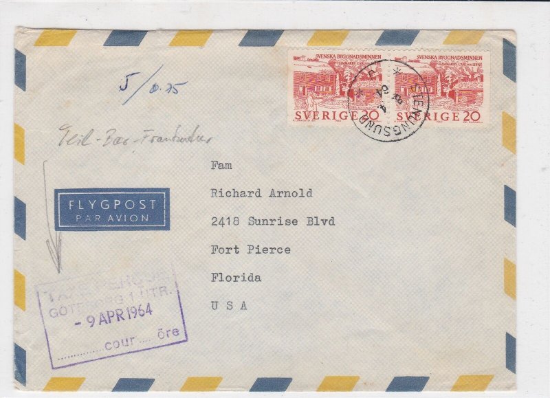 sweden 1964 stamps cover ref 19566