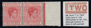 Bahamas, SG 152bba, MNH pair Short T in TWO variety