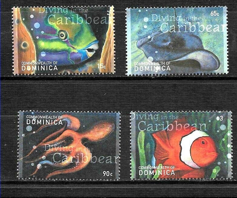 #28002 DOMINICA 2007 FAUNA FISHES+MARINE LIFE YV 2684-7 MNH