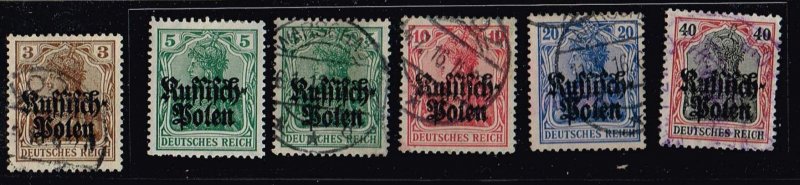 Germany 1916,Sc.#N1-5 used Russisch Polen cv. €6