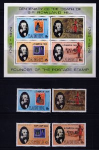 ZAYIX - Zambia 208-211a MNH Sir Rowland Hill Mailman Postage Stamp  070922-SM30 
