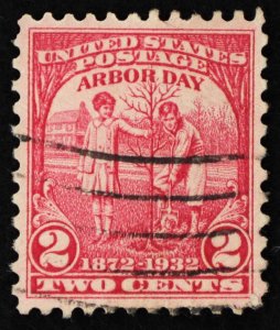 U.S. Used Stamp Scott #717 2c Arbor Day. Superb. Wave Cancel. A Gem!