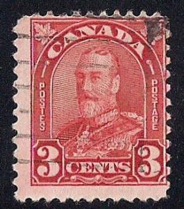 Canada #167 3 cent King George 5, Deep Red Stamp used AVG