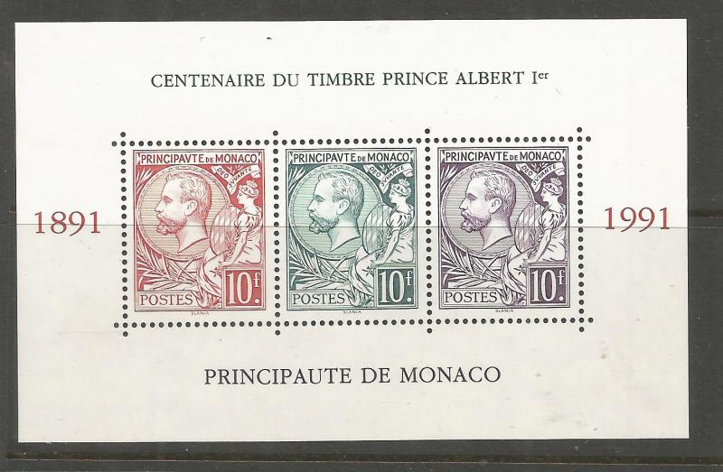 MONACO 1782 MNH, MINI SHEET, PRINCE ALBERT I TYPE OF 1891