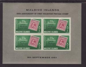 Maldives 86a Stamp on Stamp Souvenir Sheet MNH VF