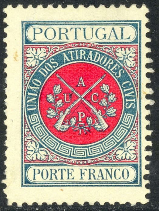 PORTUGAL 1899 CIVILIAN RIFLE CLUB FRANCISE STAMP Sc 2S1 MH