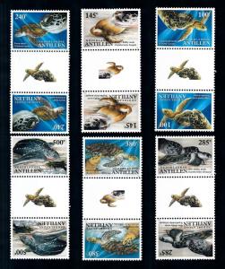 [95193] Netherlands Antilles 2004 Turtles Gutter Pairs Mixed Labels MNH