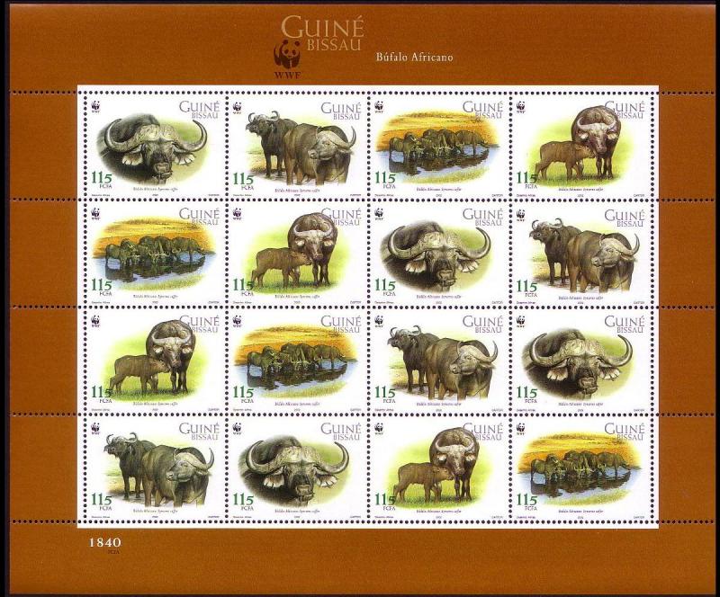 Guinea-Bissau WWF African Buffalo Sheetlet of 4 sets SG#1351-1354 MI#2009-2012