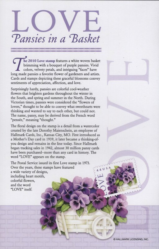 USPS FDoI Ceremony Program FDC for the 2010 Pansies in a Basket Love Stamp