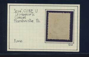 Scott #210 I EYE CURE U FULL STRIKE FANCY CANCEL Used Stamp (Stock #210-FC1)