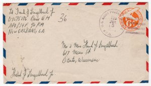 6c airmail envelope, APO 839F San Jose Guatemala, Jul. 1945