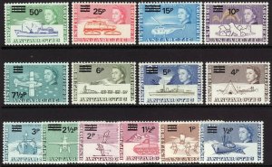 1971 British Antarctic Territory BAT QE surcharge full set (14) MNH Sc# 25 / 38