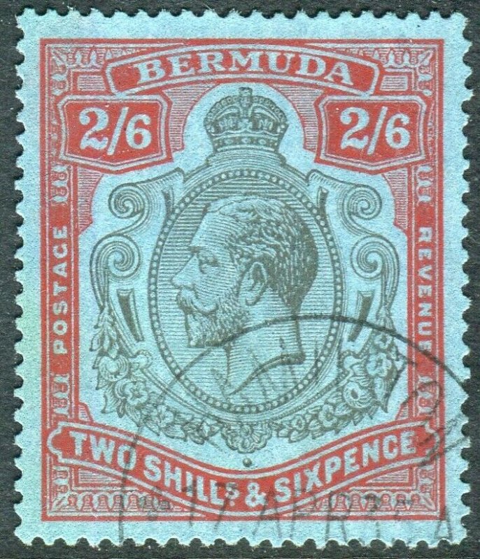 BERMUDA-1929 2/6 Black & Red Blue.  A very fine used example Sg 89g