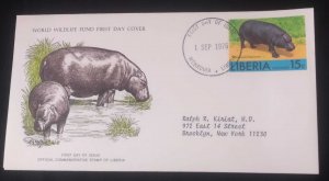 EL)1976 LIBERIA, WORLD WILDLIFE FUND, WWF, AFRICAN FAUNA, DWARF HIPPOPOTAMUS, FD