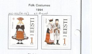 ESTONIA - 1994 - Folk Costumes - Perf 2v Set - Mint Lightly Hinged