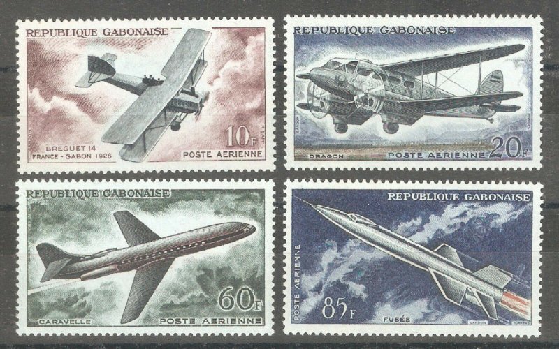 French Gabon 1962 Aviation Air Mail Planes Sc # C7-C10,VF MLH*OG (FC-4)