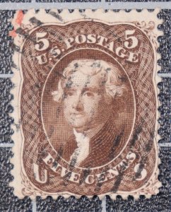 Scott 76 - 5 Cents Jefferson - Used Nice Stamp SCV - $125.00