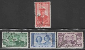 Swaziland #44-47 ~ Cplt Set of 4 ~ Royal Visit ~ Used, MX (1947)